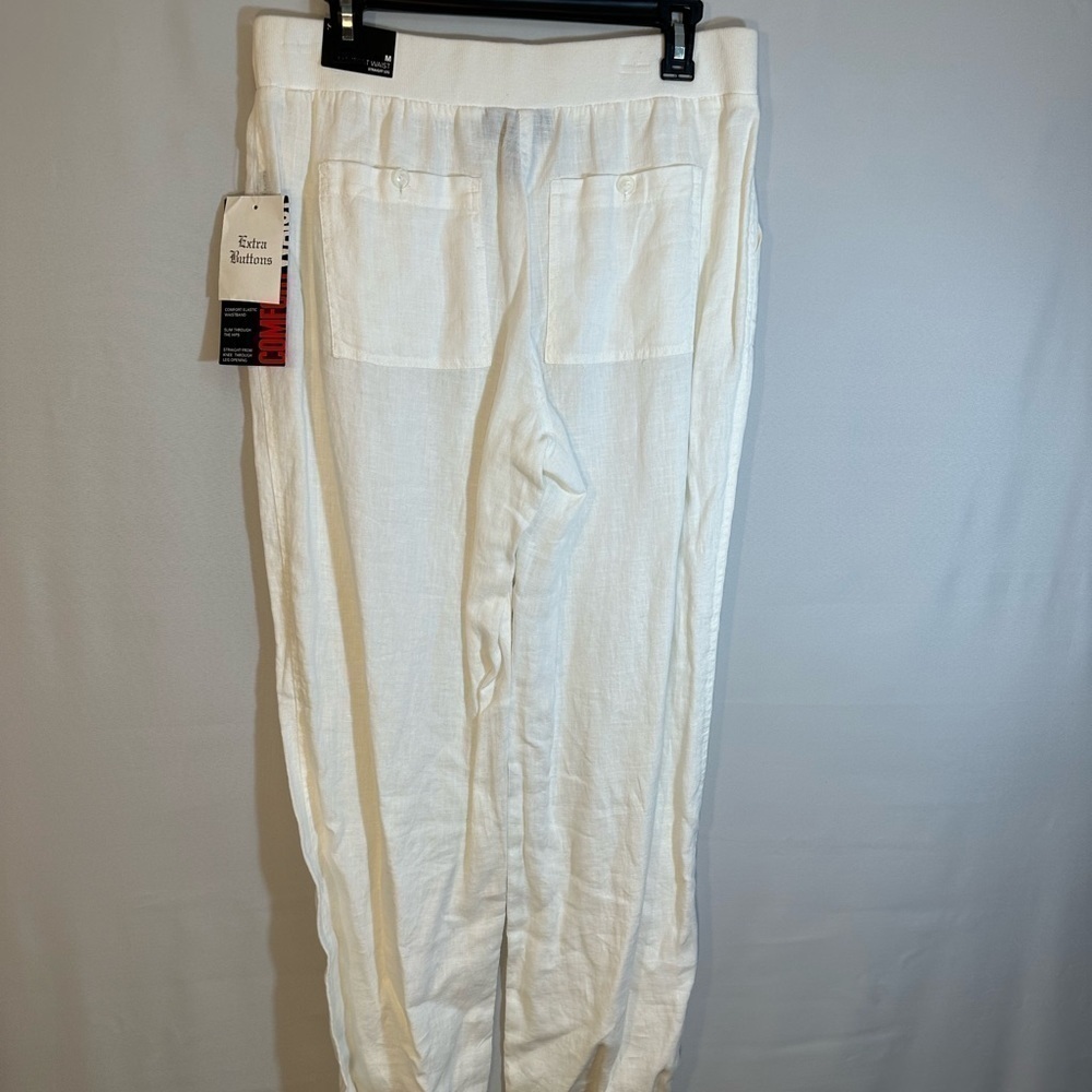 Style & Co Womens Size M 100% Linen Comfort Elastic Waistband Drawstring Tie - Picture 3 of 14